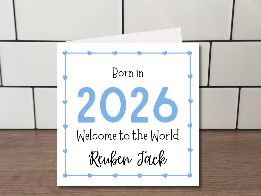 Welcome to the World - Personalised Baby Boy Blue Congratulations Card ...