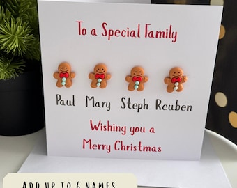 Merry Christmas to a special family: Personalised gingerbread card