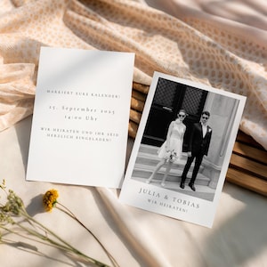 Save the Date Wedding Invitations in Polaroid Format - Digital Canva Template - Instant Download