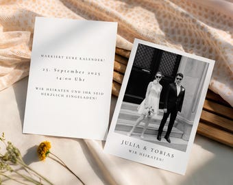 Save the Date Wedding Invitations in Polaroid Format - Digital Canva Template - Instant Download