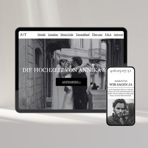 Hochzeit Webseite Elegant - Digitale Canva Vorlage - Mit RSVP + Countdown + Video