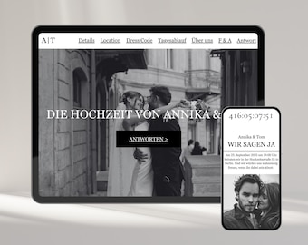 Wedding Website Elegant - Digital Canva Template - With RSVP + Countdown + Video