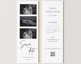 Save the Date Wedding Invitations - Digital Canva Template - Photo Strips