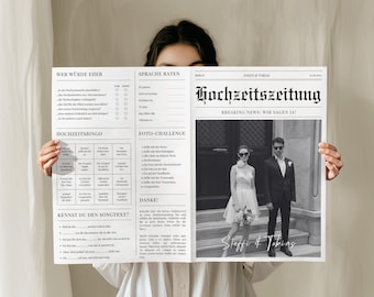 Hochzeitszeitung - Digitale Canva Vorlage - Sofortiger Download