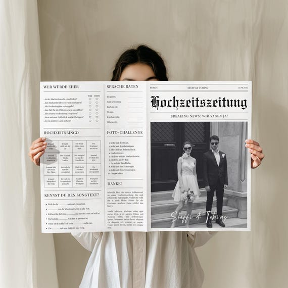 Hochzeitszeitung - Digitale Canva Vorlage - Sofortiger Download