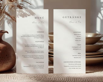 Wedding Menu and Drinks - Minimalist - Digital Canva Template