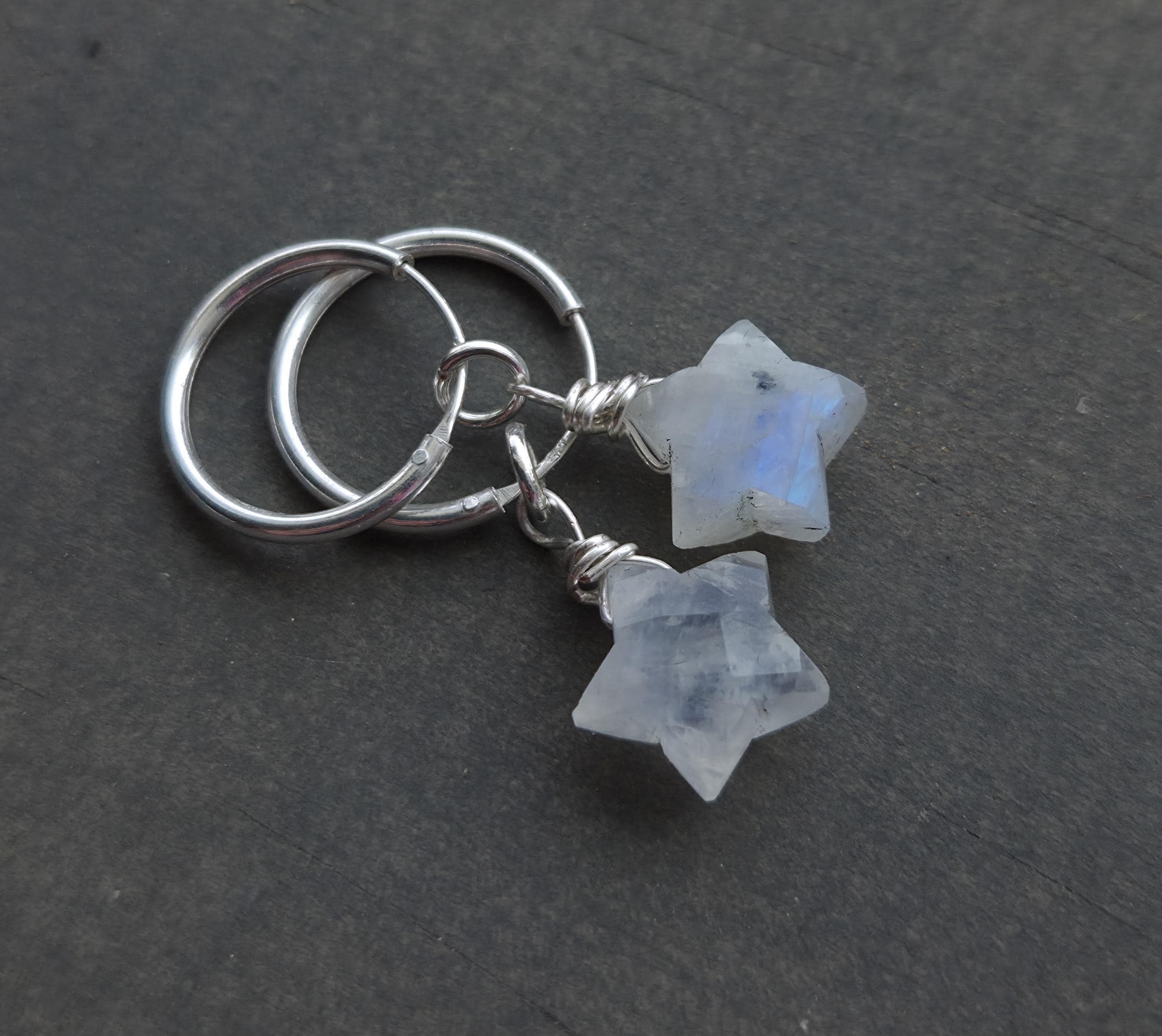 Moonstone Hoop Hugger Earrings