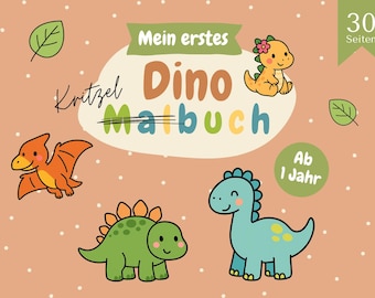 My first dino doodle book, coloring book for little explorers from 1 year, 30 simple large dinosaur motifs to doodle and color