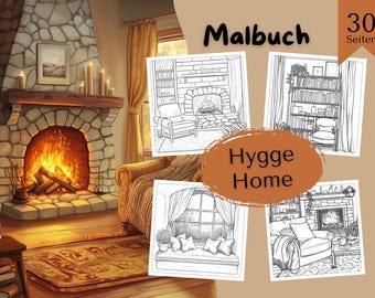Hygge Home Coloring Book – Relaxing coloring book for adults with 30 cozy motifs | Fireplace, cozy blankets & hygge atmosphere