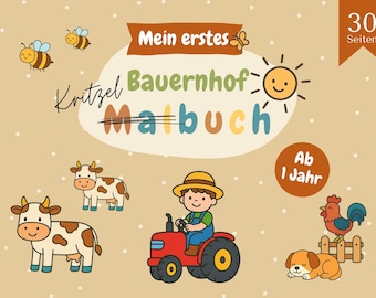 My First Farm Doodle Book – Coloring Book for Little Animal Lovers from 1 Year – 30 Simple Large Farm Motifs to Doodle & Color
