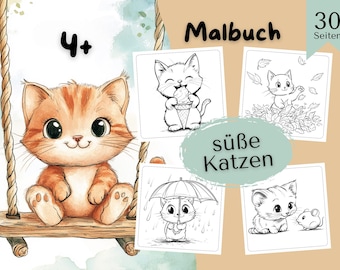 Cat Coloring Book for Kids – 30 Cute Cat Designs to Color | Promotes Creativity & Fine Motor Skills | Perfect for Little Cat Fans