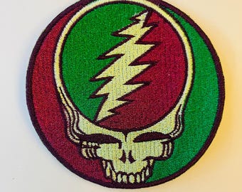 Grateful stealie patch embroidery iron-on