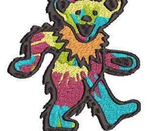 DIGITAL DOWNLOAD PES embroidery file Dancing Bear Tie Dye