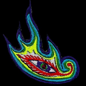 Eye Flame Iron-On Patch - Colorful Embroidered Applique (4")