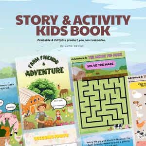 Farm friends and Adventure busy book. children’s book and activities. farm and animal theme