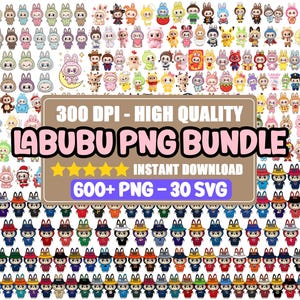Labubu Clipart Bundle, Labubu Png, Labubu Svg Bundle, Sublimation 600 Cute Cartoon Digital Download, Labubu Character, Instant Download