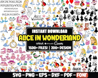 Alice in Wonderland SVG, Alice SVG Bundle, Princess svg for cricut, Alice in Wonderland Clipart, Layered, Sublimation, Alice PNG, Instant