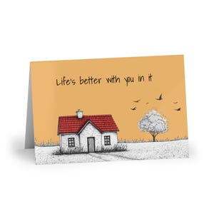 Mother’s Day card, illustrated house card with envelope, cozy design, blank inside, sweet message, mom gift, cottagecore stationery