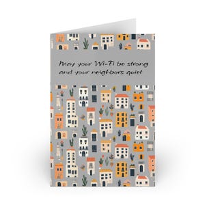Just because card, cozy house greeting card, illustrated with envelope, blank inside, cute note, warm message, cottagecore stationery