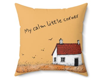 Calm Corner Pillow: Boho Throw Cushion with Inspirational Quote