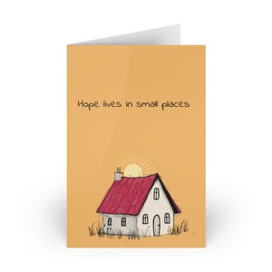 Birthday greeting card, watercolor house card with envelope, cute and cozy, blank inside card, cheerful stationery, handmade feel, mom gift