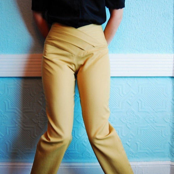Vintage 1980s Alberta Ferretti Chartreuse - Pleated High Waist - Tapered Leg Pants - Size 4
