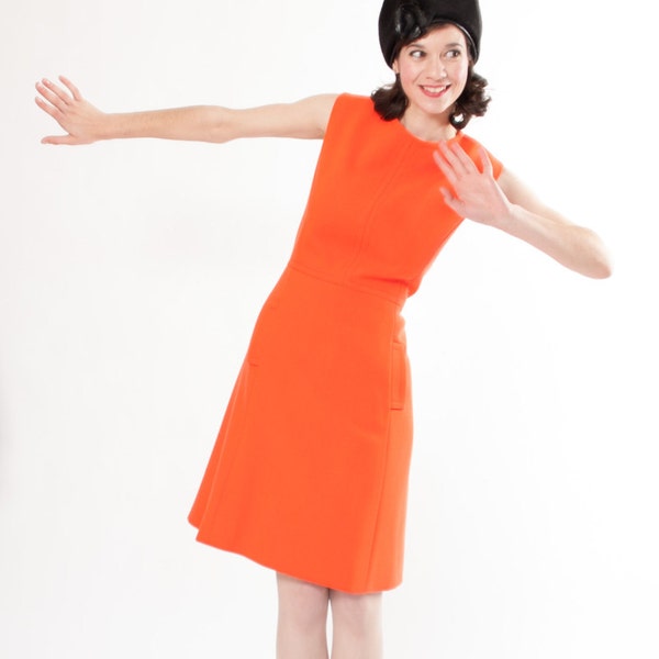 1960s MOD Dress - Vintage 60s Dress - Carrot Orange