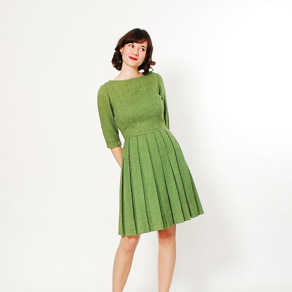 1960s Wool Dress - 60s Dress - Peck & Peck - Fern Green