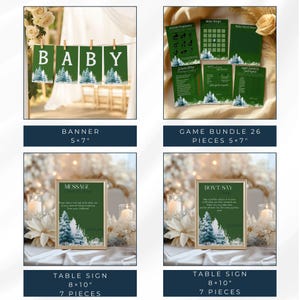 Baby It’s Cold Outside Baby Shower Bundle – Green Winter Woodland Theme – Editable Templates FA20 image 6