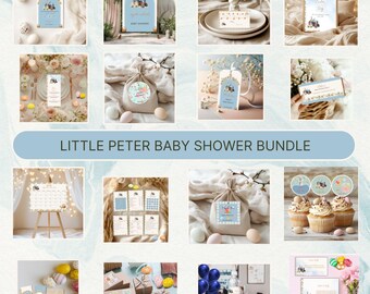 Blue Tractor Peter Rabbit Baby Shower Bundle,It's a Boy Daisy Invitation & Farm Themed Baby Shower,Easter Baby Shower,Daisy baby shower