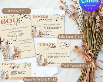 Coquette Ghost Baby Shower Invite Bundle: Lace Bow, Little Boo (Digital Download)