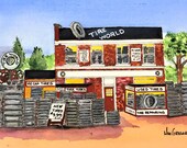 Tire Store Watercolor Art Print - Personalized your name on the Tire Store s sign - Great Showroom Office Wall Decor Gift