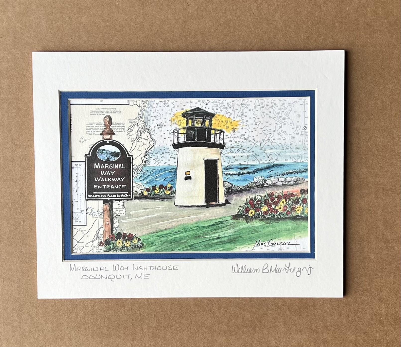 Impresión artística de la carta náutica del faro de Marginal Way - Perkins  Cove, Ogunquit, ME - Faro de Lobster Point - Decoración de pared para  playa, paseo por el acantilado oceánico - Etsy México, image size:1611x1394