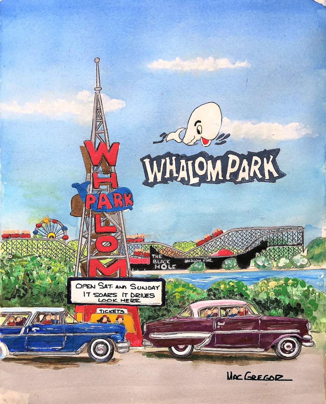 Whalom Park Art Print Amusement Park in Lunenburg MA Lake Whalom