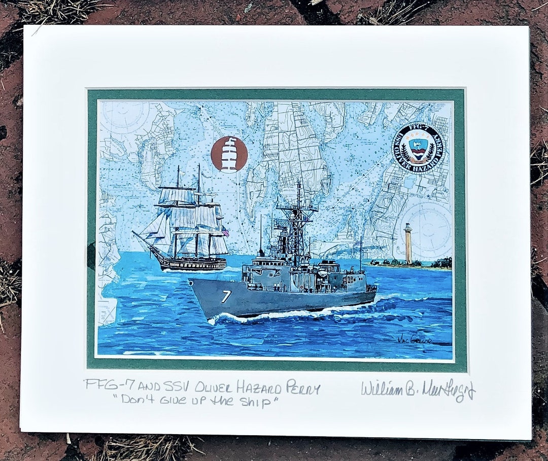 USS Oliver Hazard Perry Art Print Frigate FFG-7 Tall Sail Ship Ssv