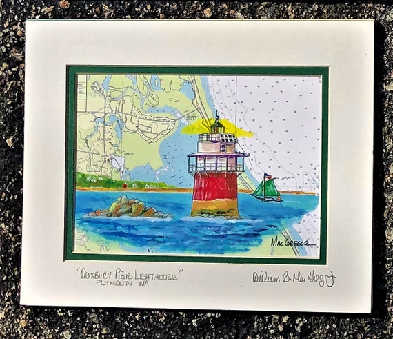 NEDS POINT Lighthouse map print Mattapoisett Buzzards Bay Yacht Club Light Gift