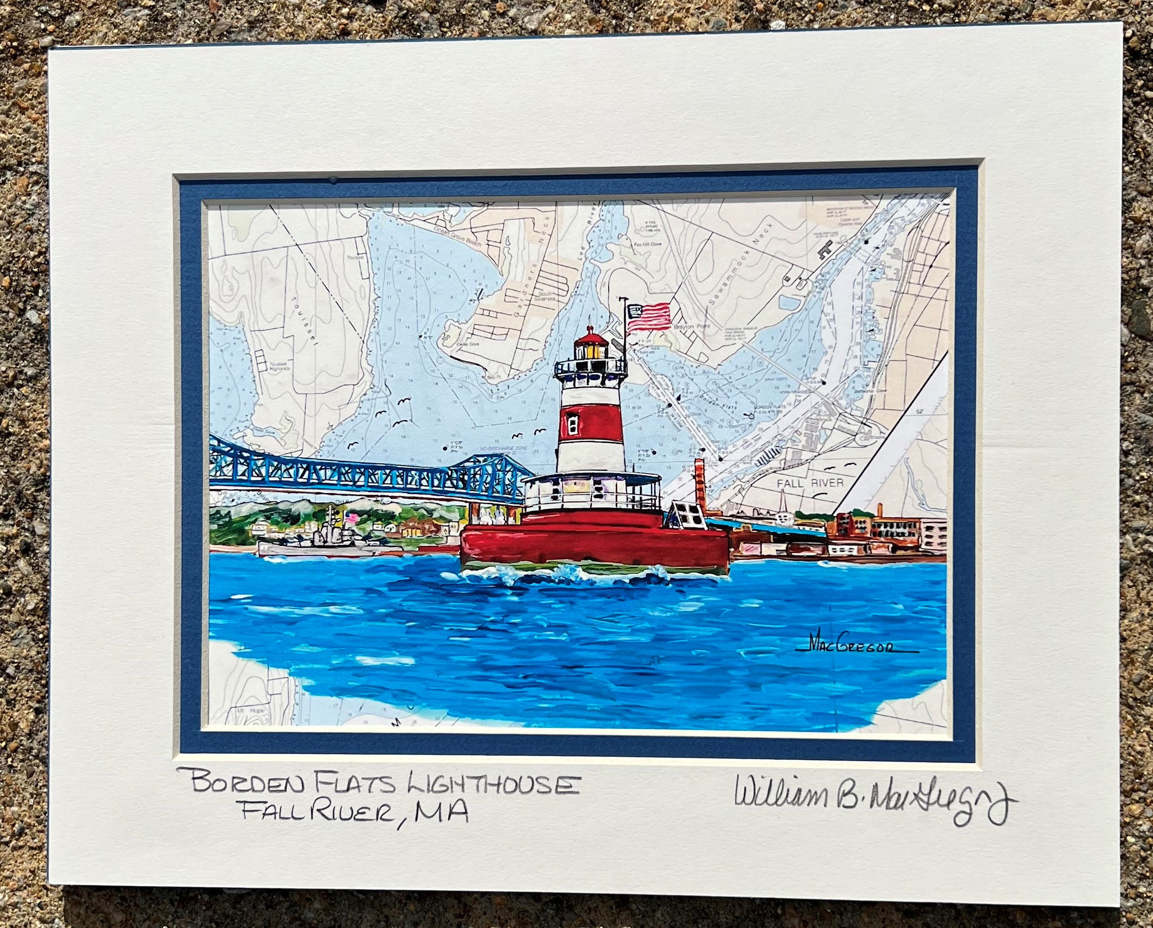 Borden Flats Lighthouse Art Print Battleship Cove in Historic