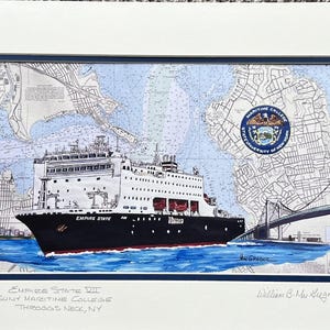 NSMV Empire State VII 7 Matted Art Print Suny Maritime College State University of New York cadet seaman training ship graduate alumni Gift