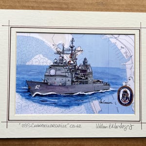 USS Chancellorsville CG-62 8x10 Nautical Chart Art Print - Sale Price - us navy warship ship veteran sailor boys room gift Uss Robert Smalls