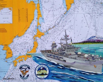 USS Blue Ridge LCC-19 - art print painting US Navy ship sailor retired veteran officer reunion group wall decor gift East China Sea Japan