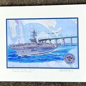 USS Carl Vinson CVN-70 Art Print -Nimitz class aircraft carrier ship US Navy Ships Unique Gift Occasions retired veteran San Digo Naval Base