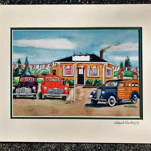 Used Car Dealer Art Print Early Ford V8 Cars Personalized Add your name on the sign Great for your office or gift for car sales person image 2