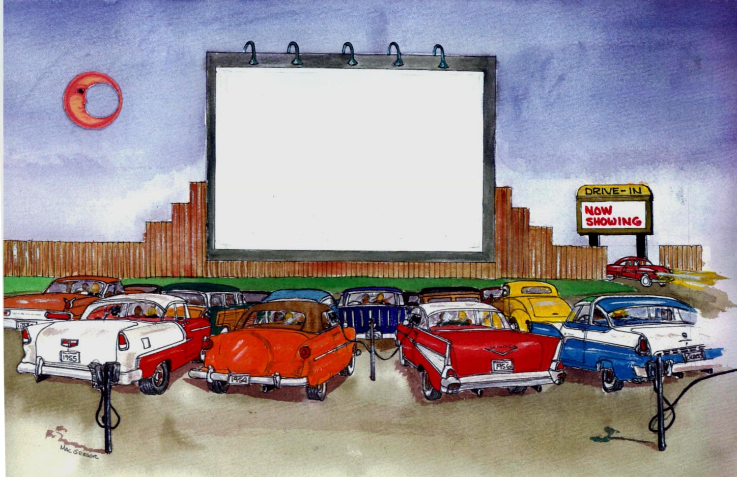 50s Drive-In Movie Theater Personalized Art Print Add your ...