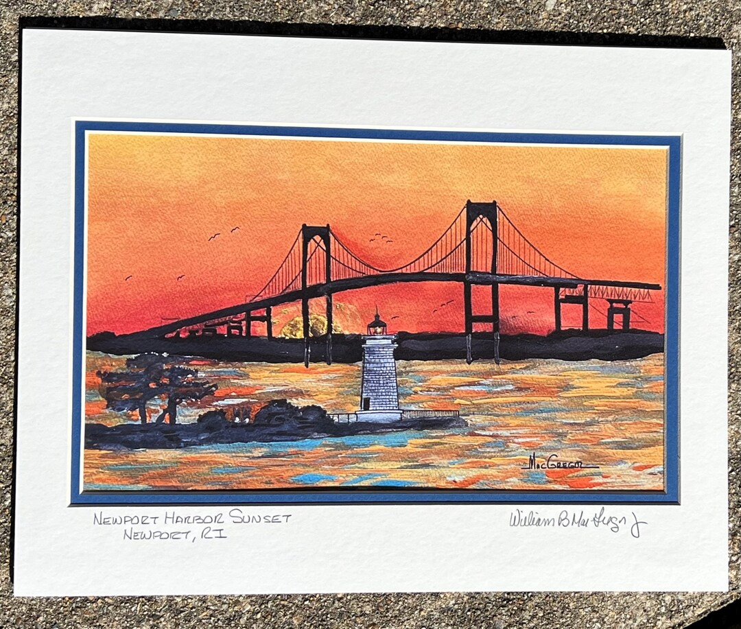 Newport Harbor Sunset Art Print Newport Harbor Lighthouse Light ...