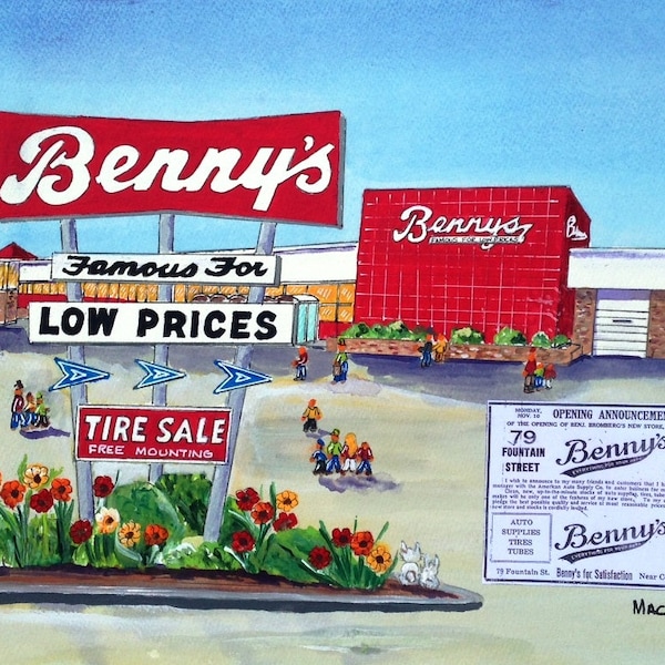 Benny's Department Store art print - Greenville RI MA store - icon store closed Rhode Island history - Rhody wall decor gift or present for