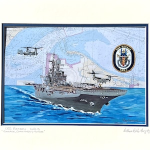 USS Bataan LHD-5 Art Print - US Navy helicopter assault ship- WW2 battle -Naval Station Norfolk Marines veteran wardroom honor wall gift