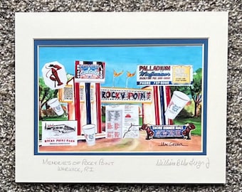 Memories of Rocky Point Amusement Park Art Print or magnet- Warwick RI Park&#39;s Entrance - Carnival Midway Rides Roller Coaster Rhody gift for