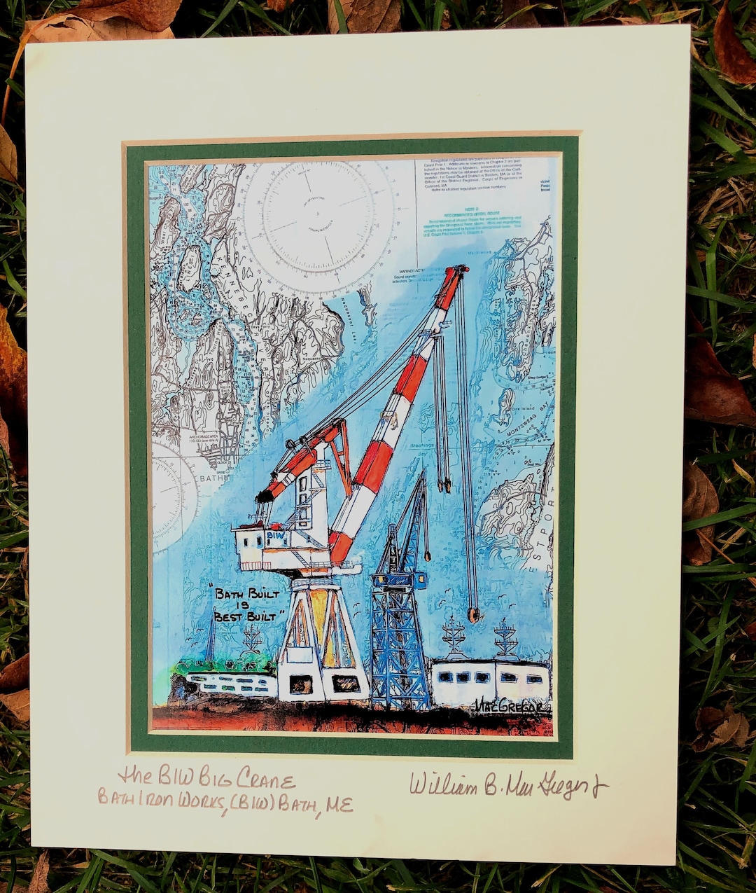 Bath Iron Work's Art Print Bath ME Big BIW Crane Retirement Veteran