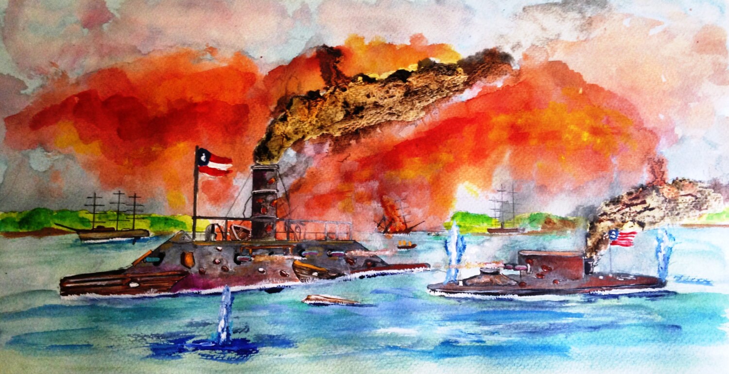 Monitor and the Merrimack CSS Virginia Civil War Art Print Etsy