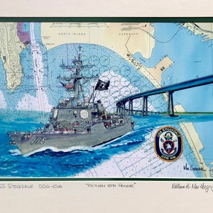 USS Stockdale DDG 106 art print US Navy guided missile destroyer ship wardroom sailor veteran officer gift